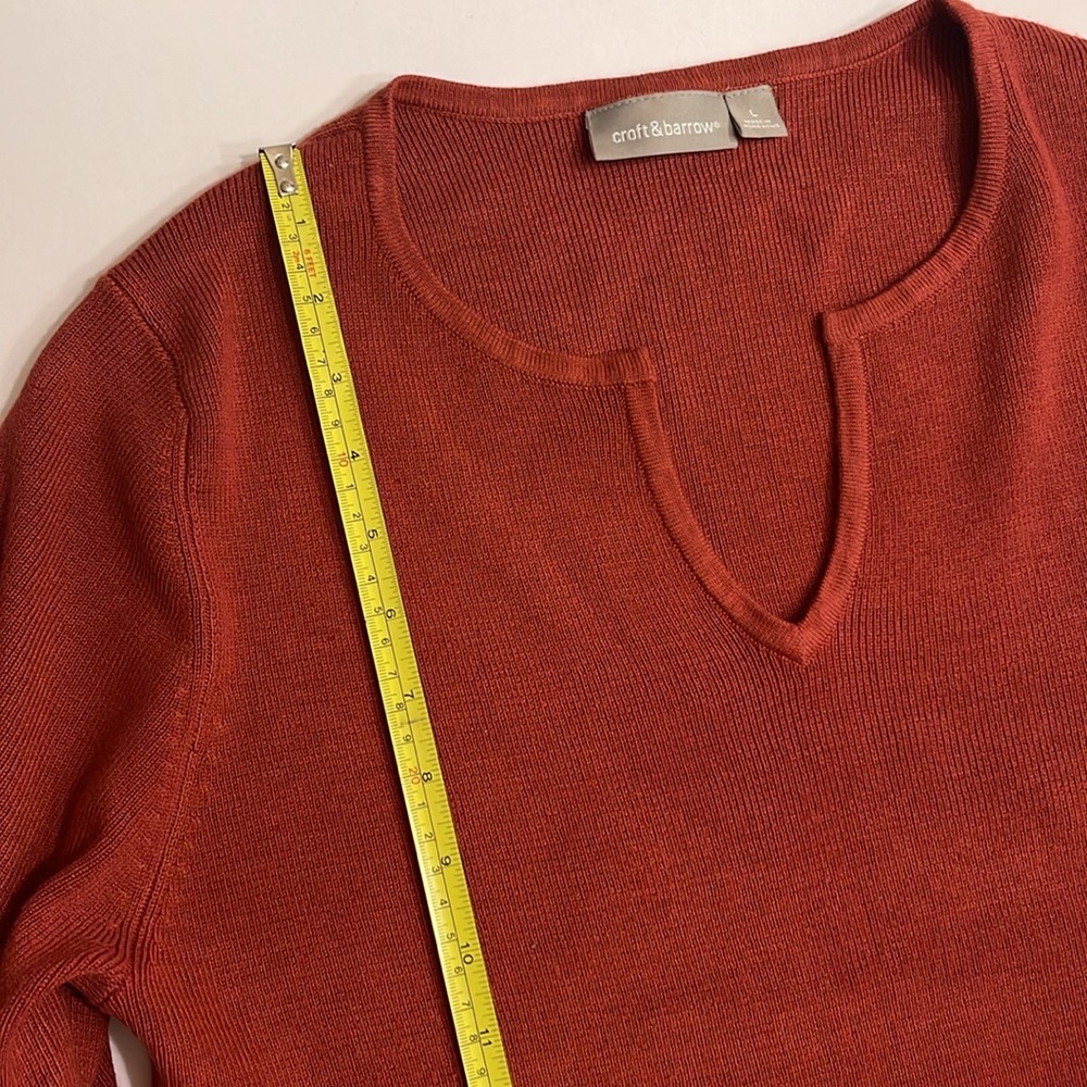 Vintage Croft & barrow sweater 3/4 sleeve fine knit size large rust color - Picture 3 of 9